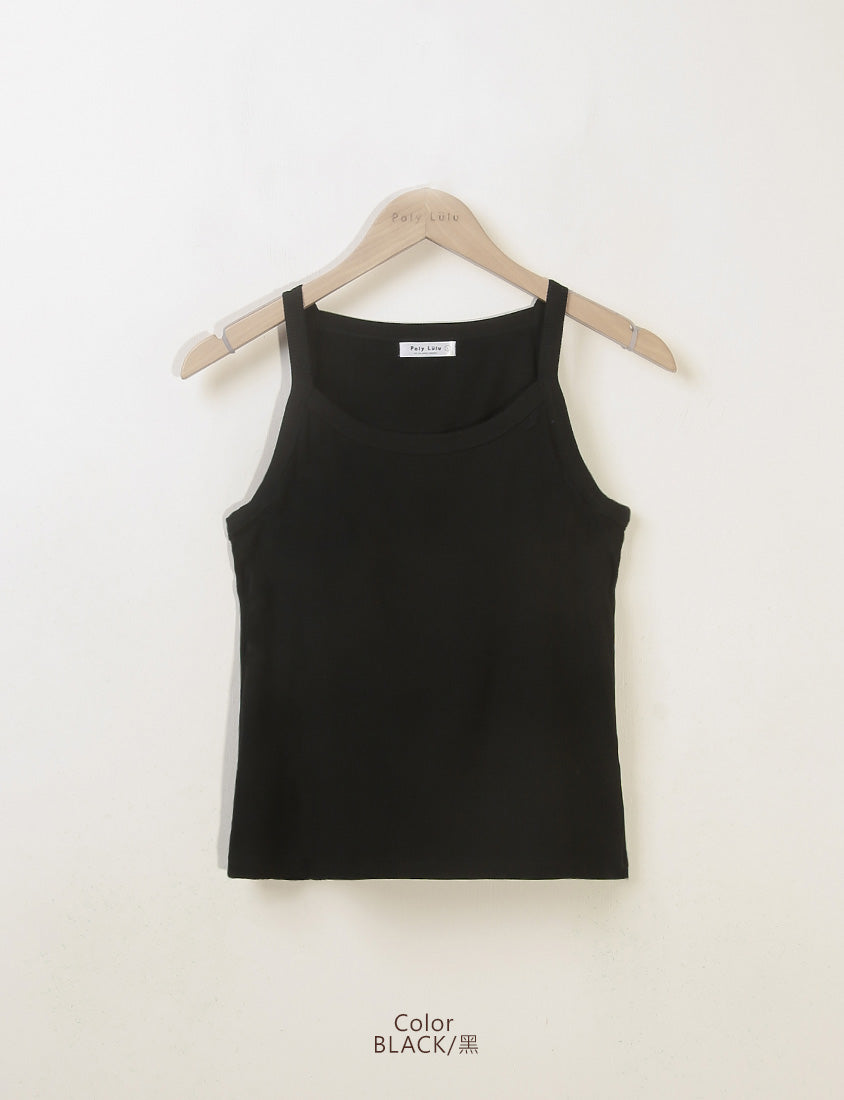 U-Neck Ribbed Shoulder Cut Plus Size BRATOP (with Padding)