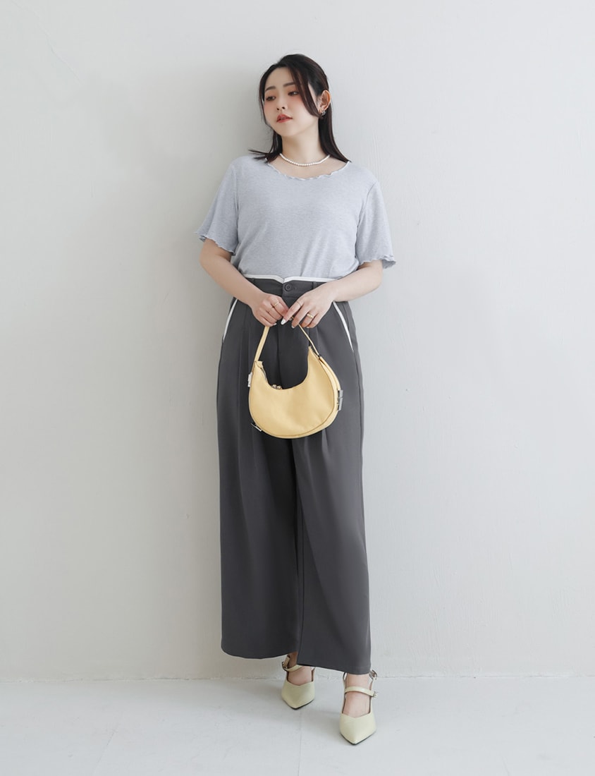 MISS. Contrast Waist Pleated Plus Size Trousers