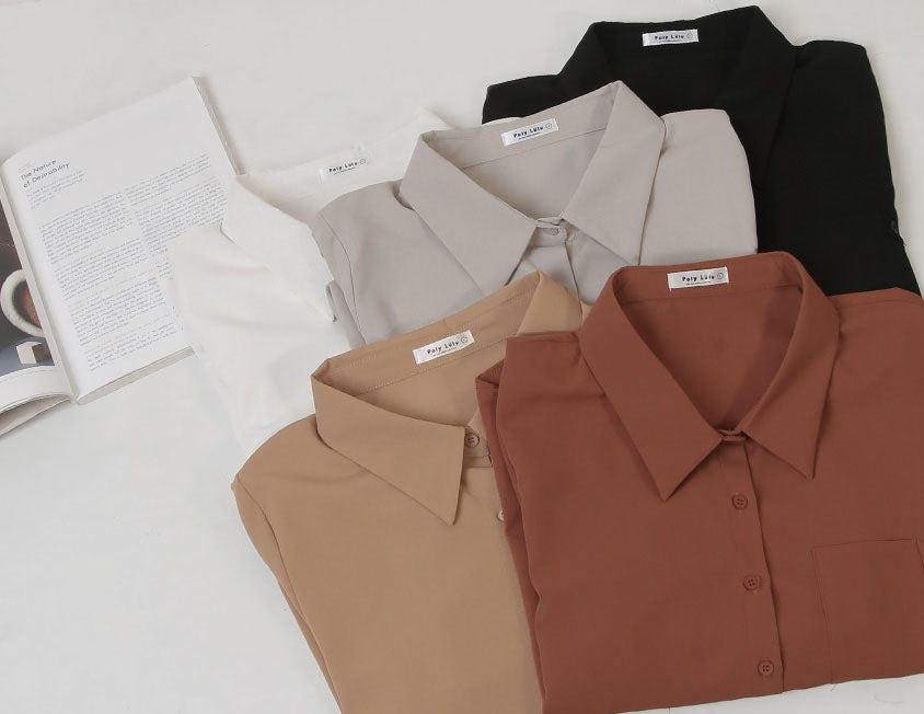 MISS. Wrinkle-Resistant Textured Multicolor Pocket Plus Size Shirt