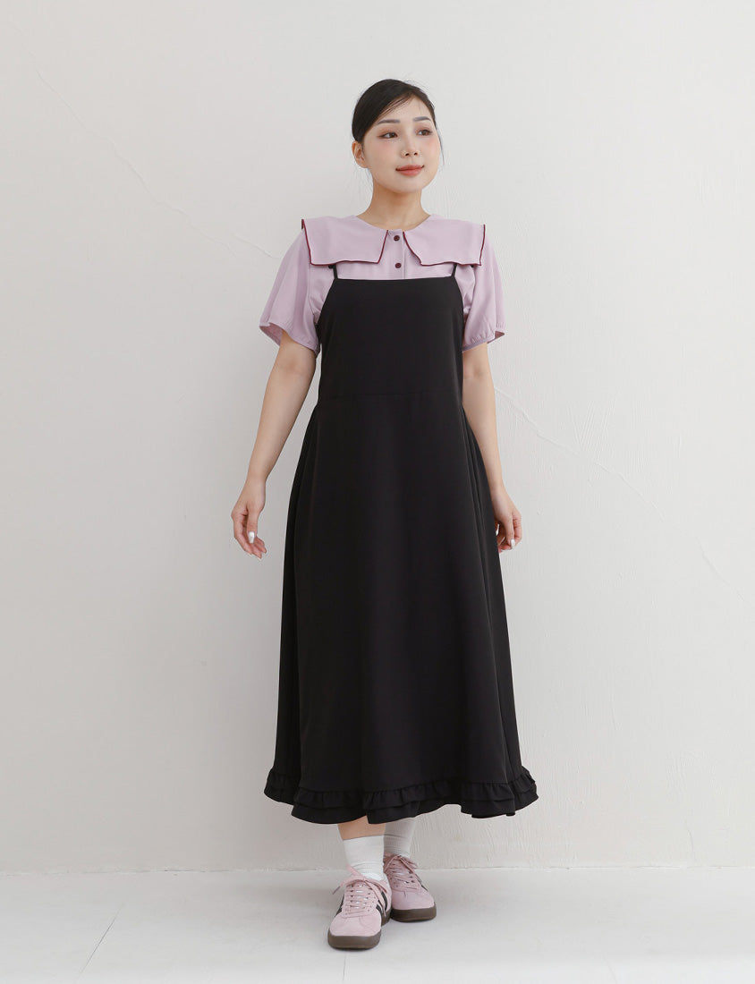 Sweet Contrast Lapel Collar Plus Size Shirt