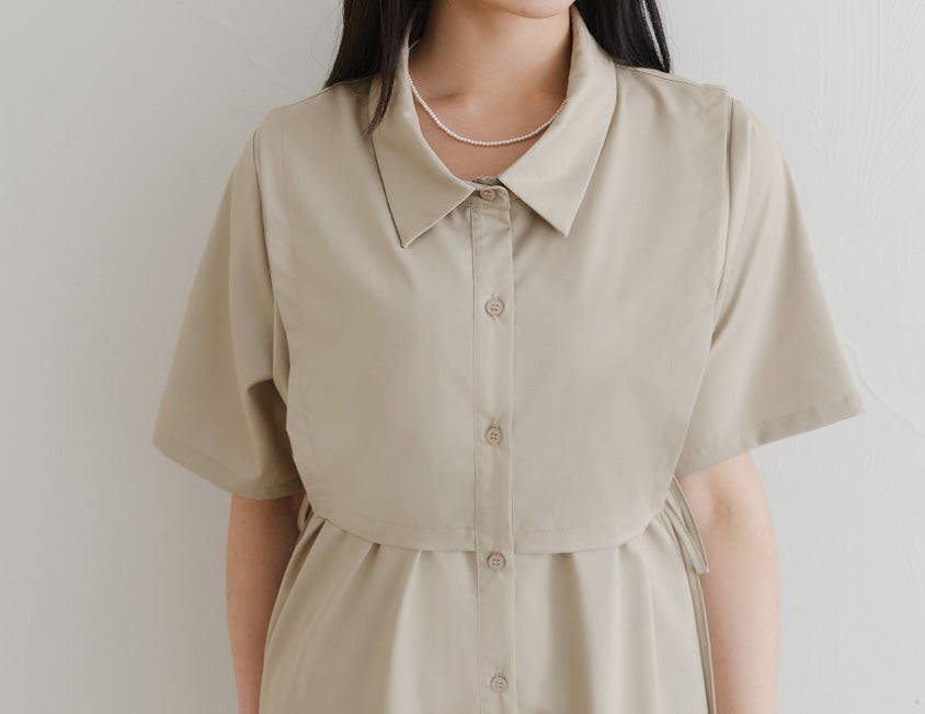MISS. Japanese Style Layered Side Tie Shirt Dress
