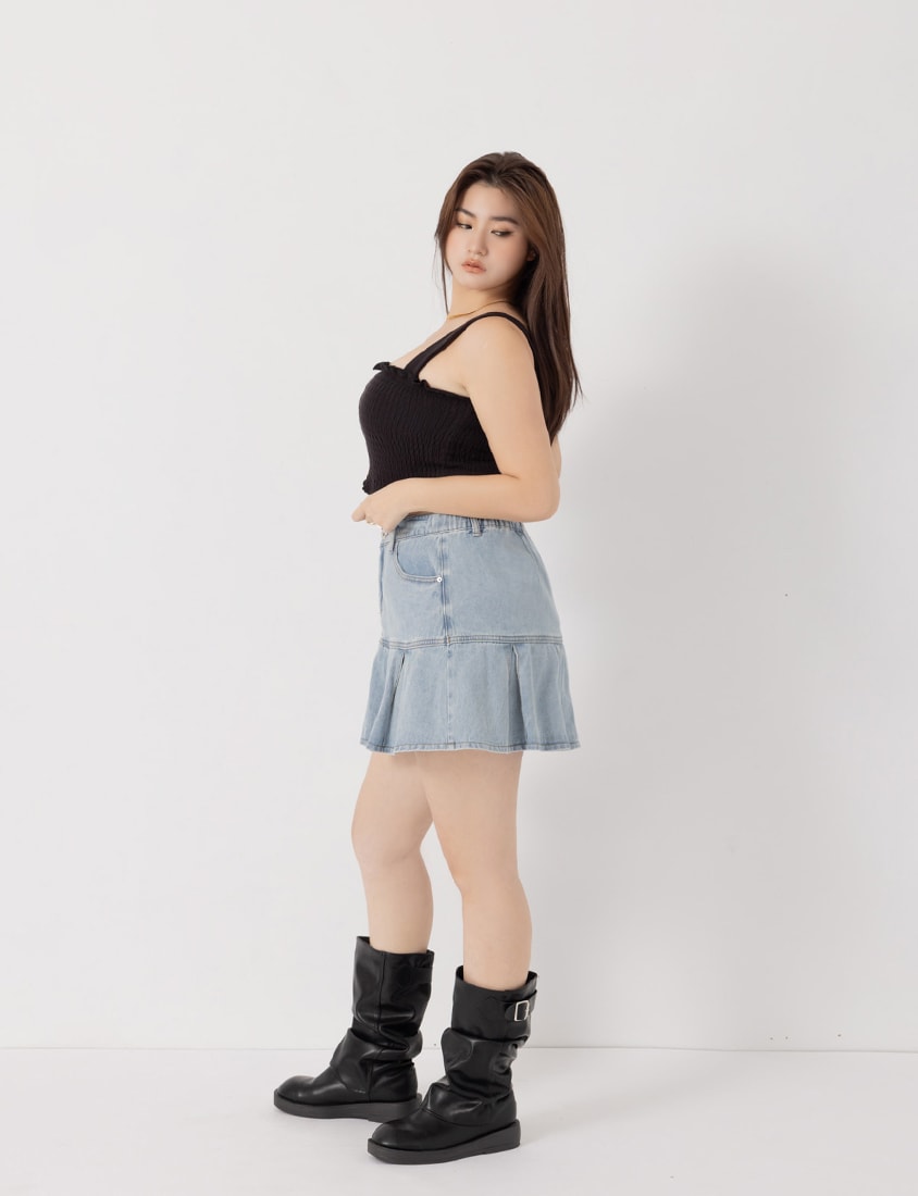 Pobra Cropped Ginger Fleece Bubble Hem Plus Size Bra Top (With Padding)