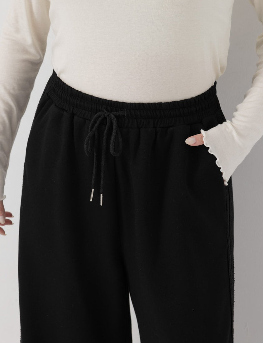 Sweet Lace Trim Cloud Cotton Plus Size Wide Leg Pants