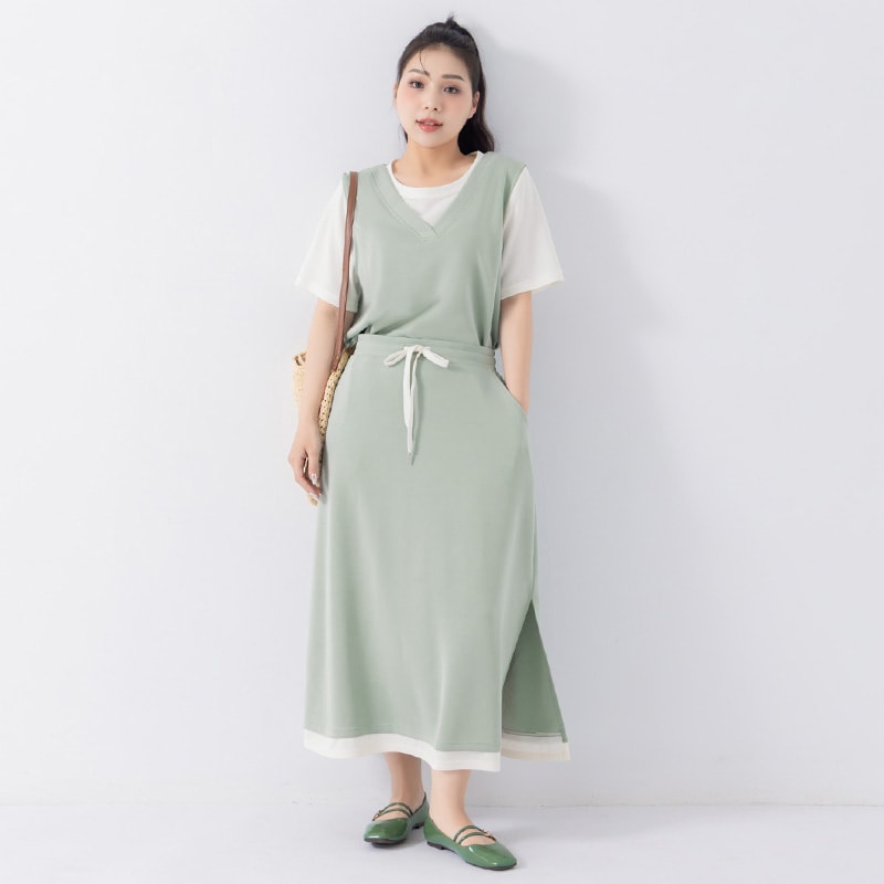 COOL PRO+ Space Cotton Panel Plus Size Maxi Skirt