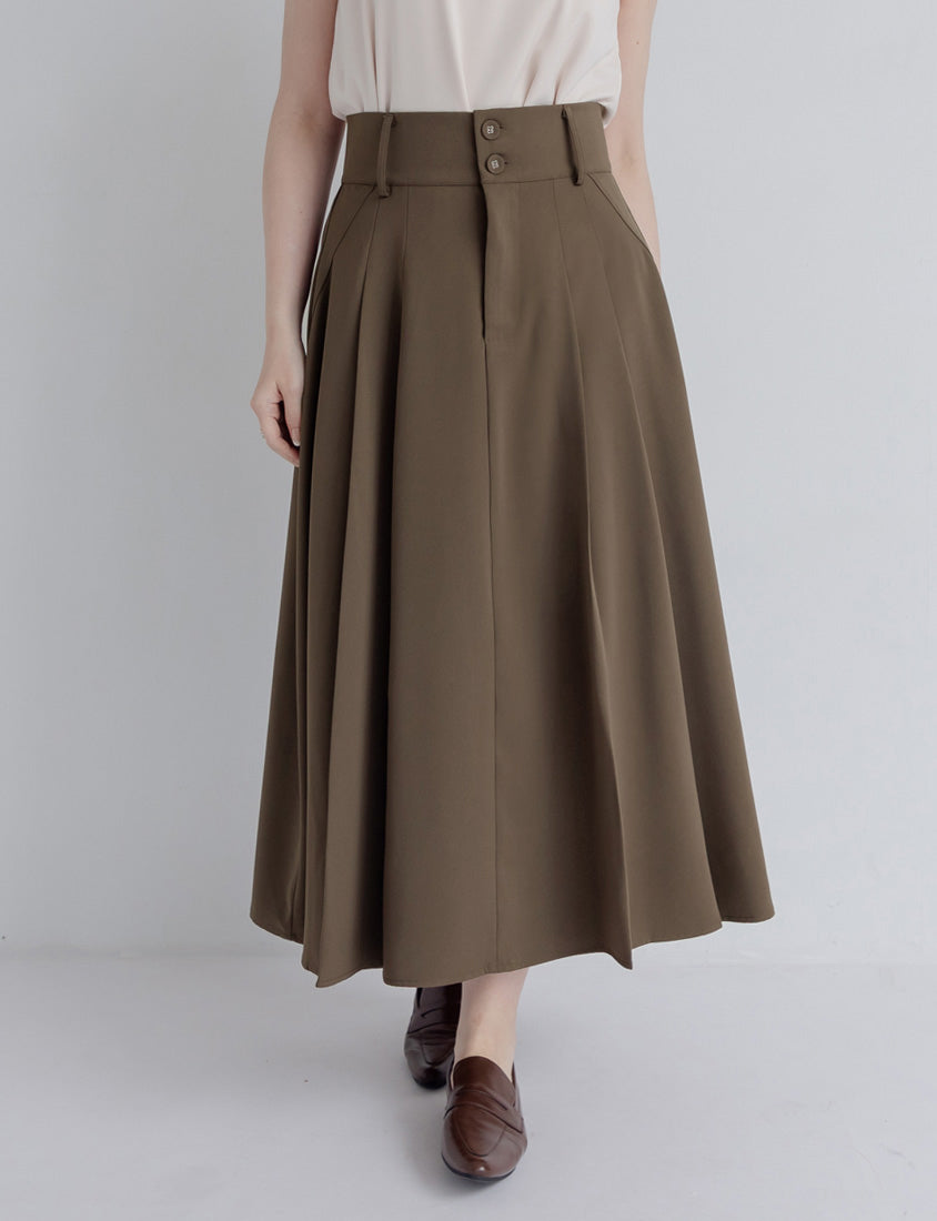 MISS. Wrinkle-Resistant Tummy Flattering with Back Elastic Plus Size Tailored Maxi Skirt