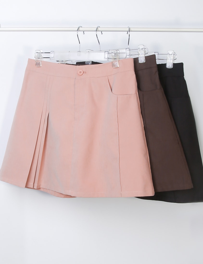 Asymmetrical Pleated Elastic Back Waist Twill Plus Size Mini Skirt
