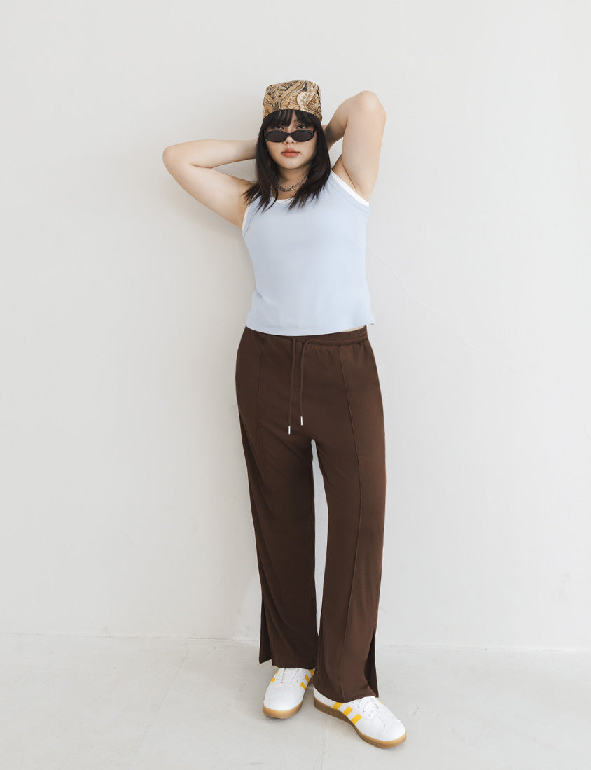 MUA! Ribbed Slimming Slit-Hem Plus Size Pants