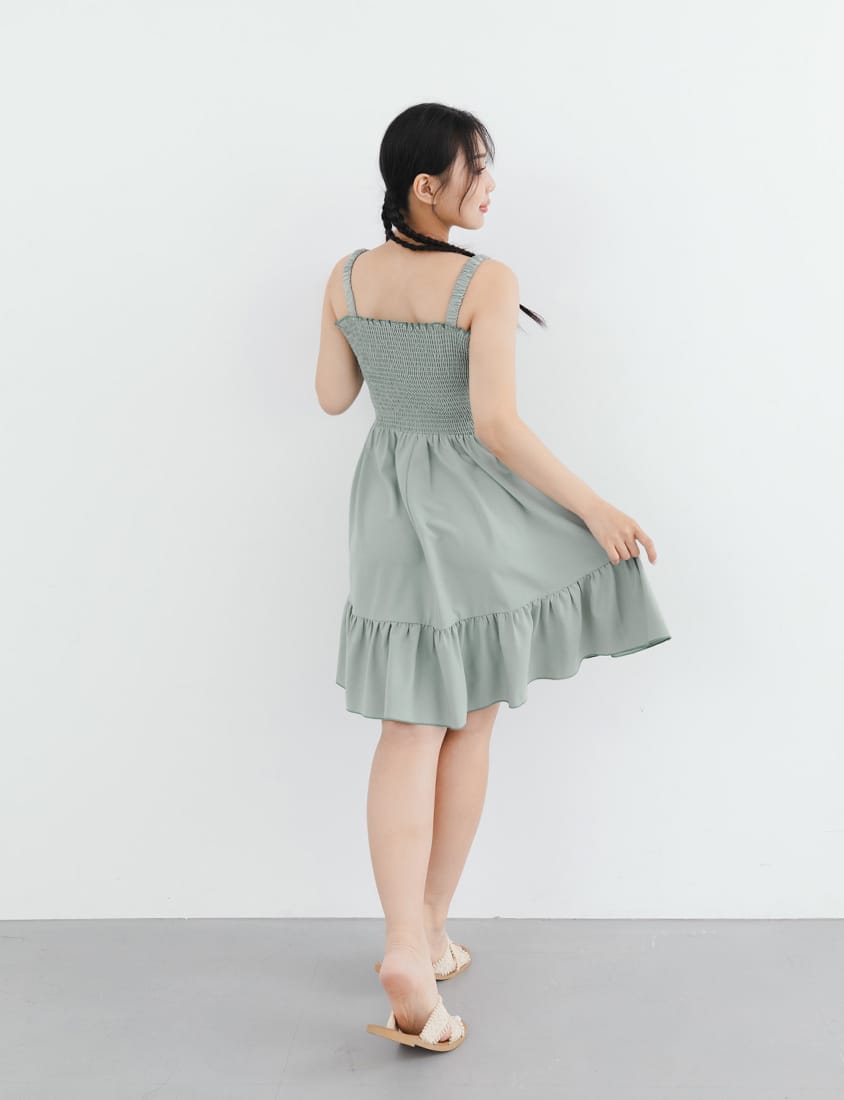 Colorblock Ruffle Trim Smocked Tiered Plus Size Mini Dress