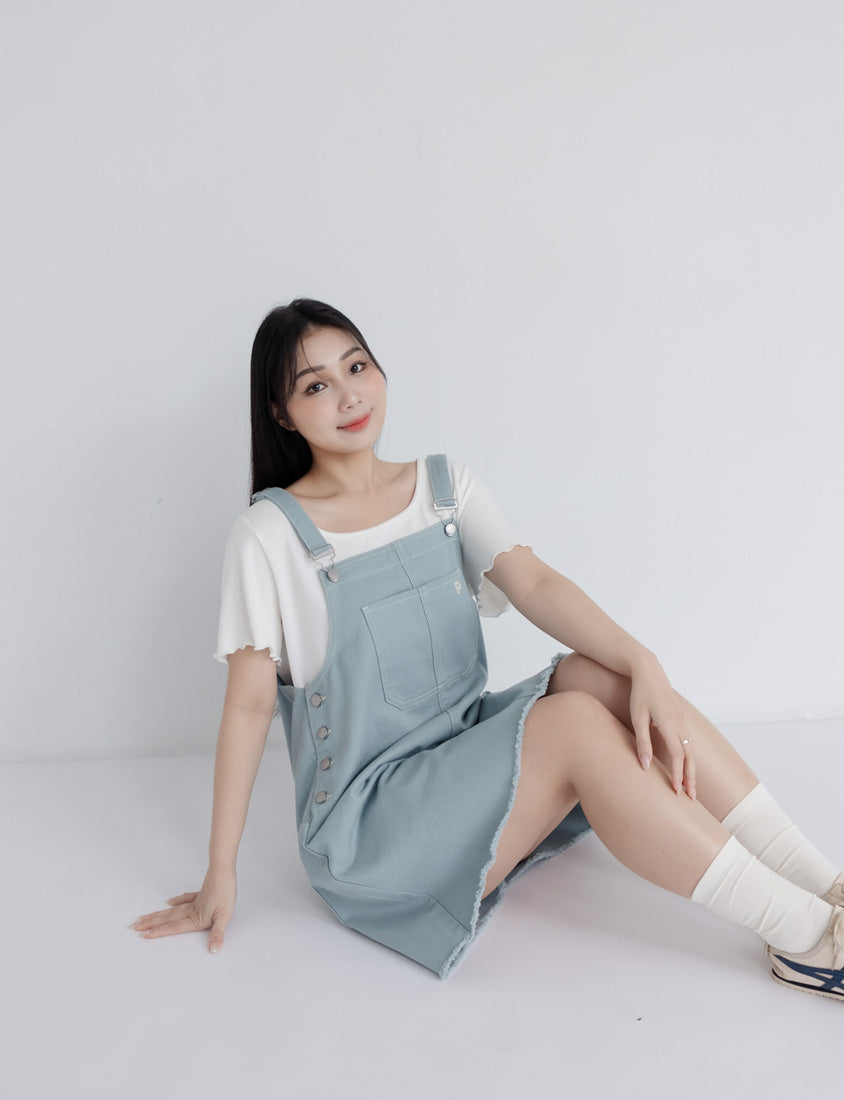 Adjustable Twill Cotton Strap Plus Size Midi Dress