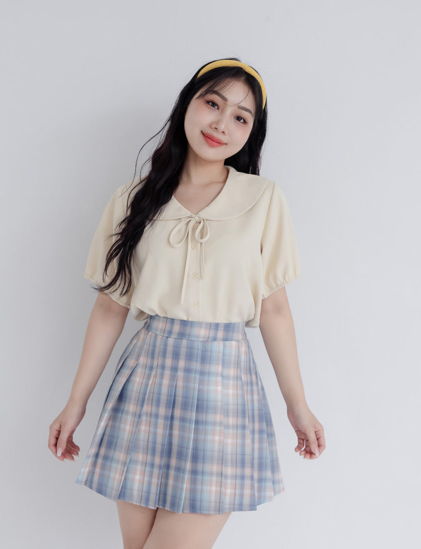 Sweet Front-Tie Oversized Plus Size Collar Blouse