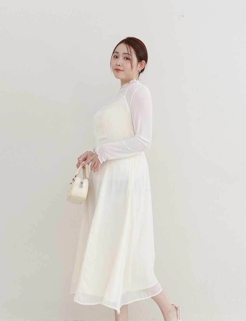 MISS. Ethereal Double Layer Sheer Adjustable Plus Size Maxi Dress