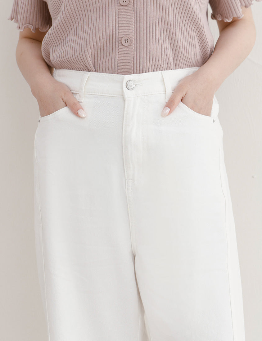 Everyday Versatile Twill Plus Size Straight-Leg Wide Pants