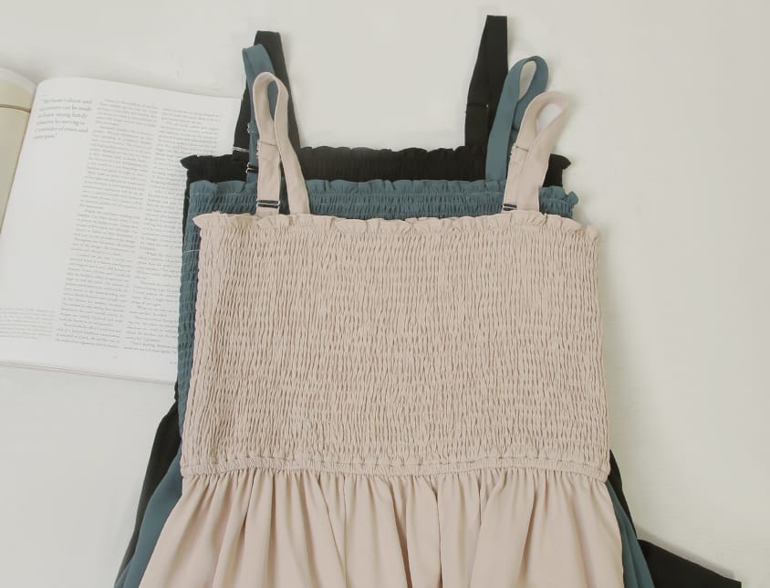 Adjustable Elastic Strap Twill Plus Size Dress