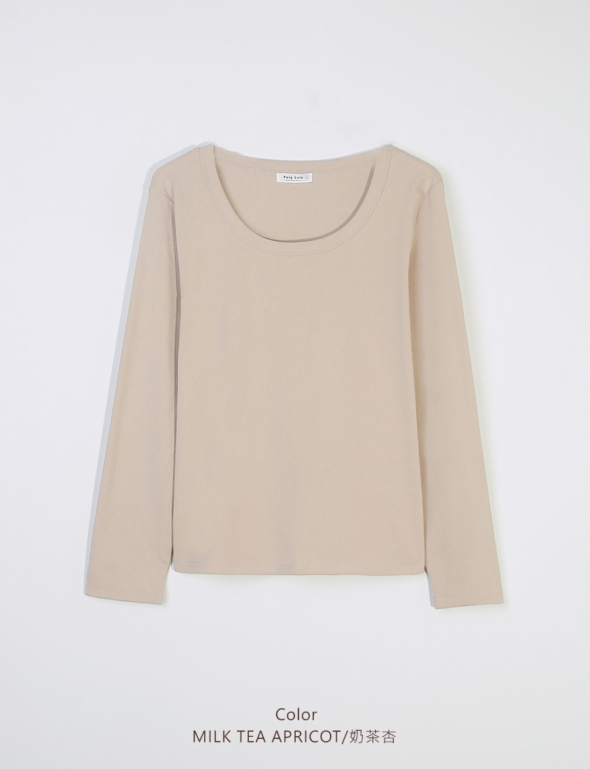 U-Neck Slim Fit Plus Size Long Sleeve Tee