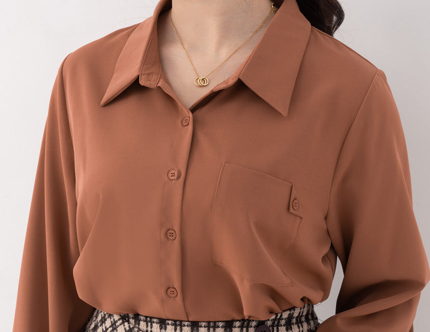 MISS. Wrinkle-Resistant Textured Multicolor Pocket Plus Size Shirt
