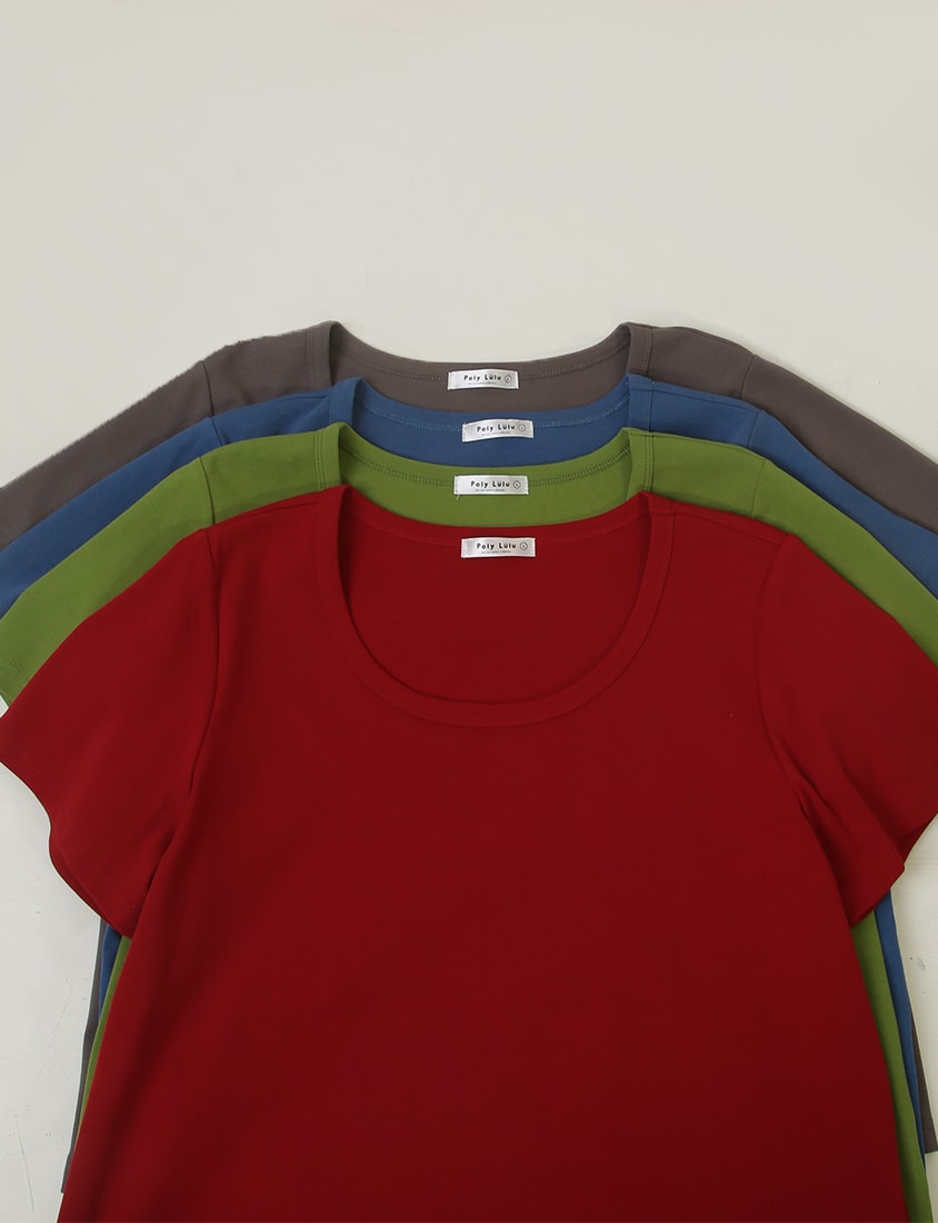 U-Neck Multicolor Plus Size Comfy Slim Tee