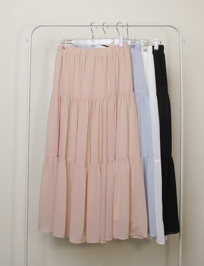 Multi-Layered Romantic Plus Size Chiffon Skirt