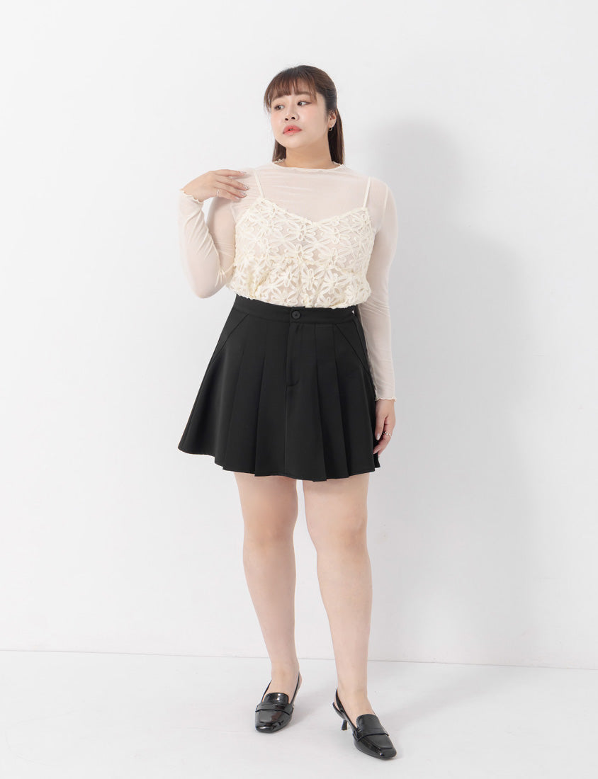 MISS. Apple-Shaped Friendly! Perfect Fit Tailored High Waist Pleated Plus Size Skirt