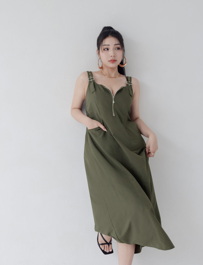 MUA! Adjustable Cargo Zip-Up Plus Size Cami Dress