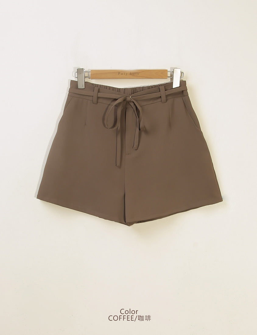MISS. Silky Cool Plus Size Tailored Shorts (with Waist Tie)