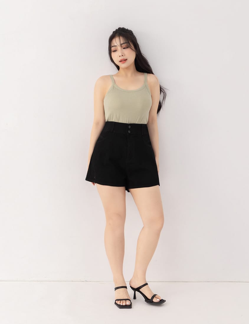 Ultra Waist-Sculpting Side Slit Slim Plus Size Denim Shorts