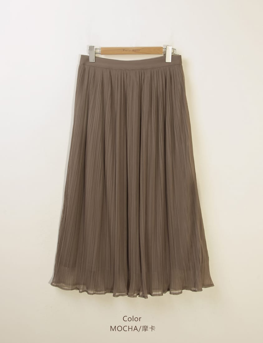 MISS. Ethereal Sheer Pleated Elastic Plus Size Maxi Skirt