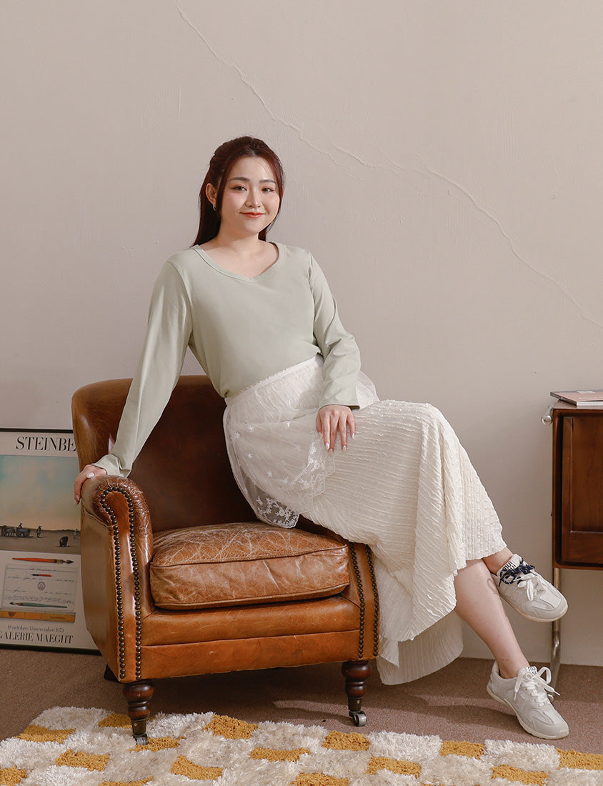 Soft Stretch Crinkled Elastic Waist Plus Size Maxi Skirt