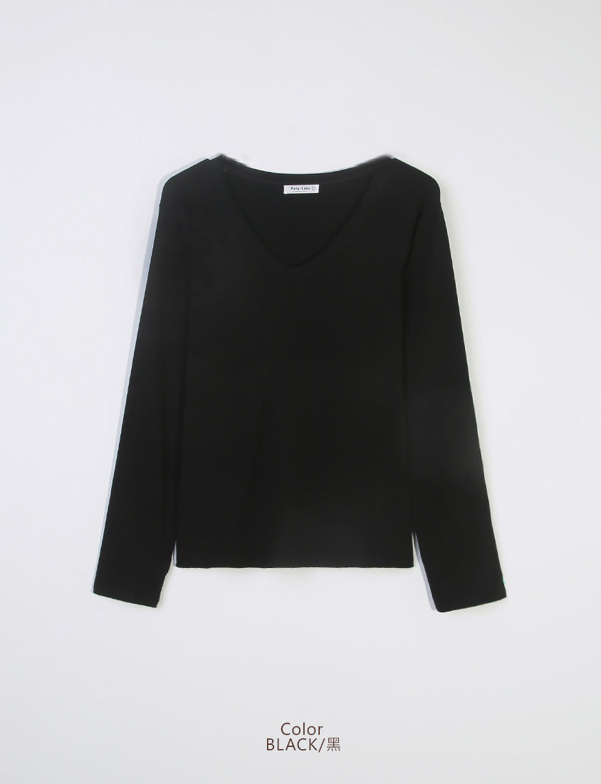 V-Neck Slim Fit Plus Size Long Sleeve Tee