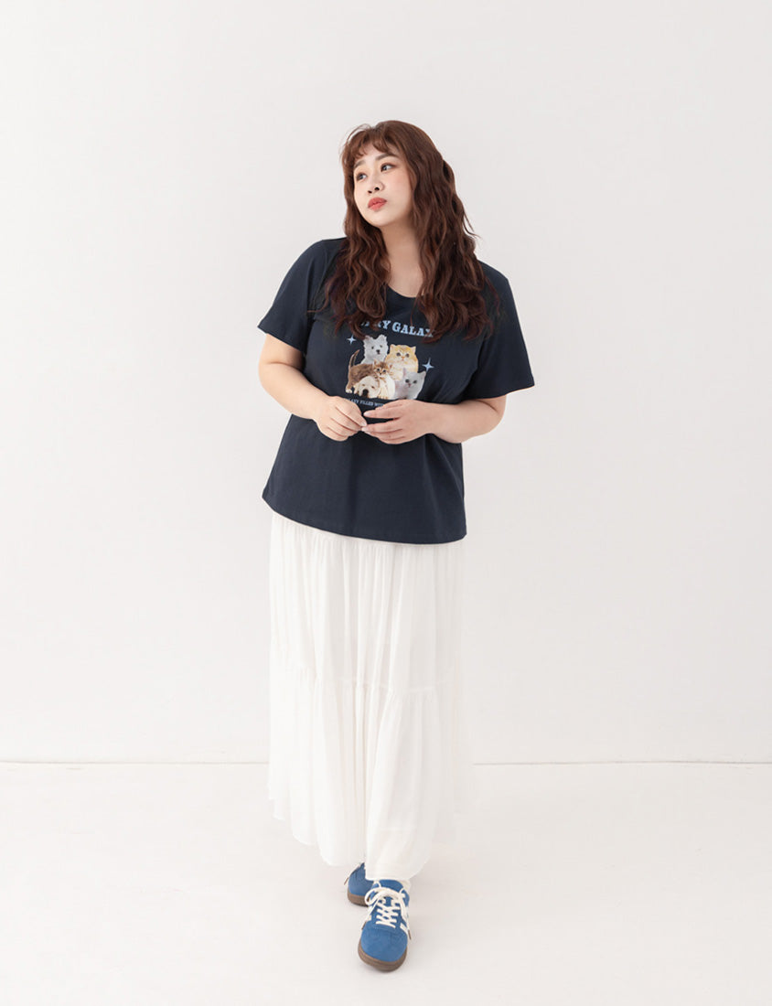 Multi-Layered Romantic Plus Size Chiffon Skirt