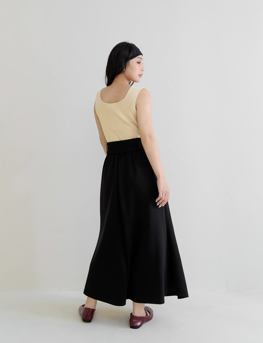 Cloud Cotton Elastic Back Waist Plus Size Mermaid Maxi Skirt