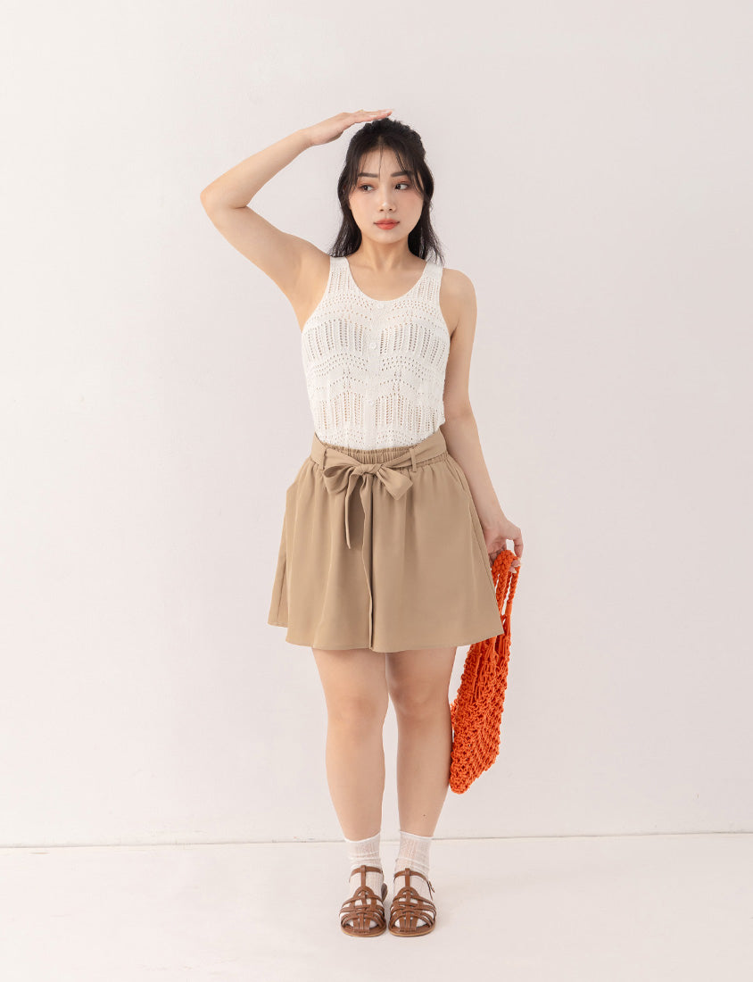 Floral Mock Button Hollow Plus Size Knit Vest