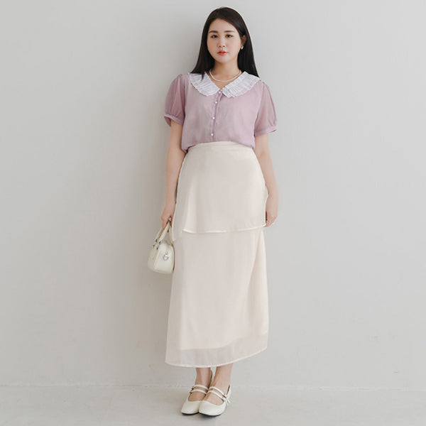 Fairy Two-Piece Sheer Plus Size Maxi Skirt (with Inner Skirt)