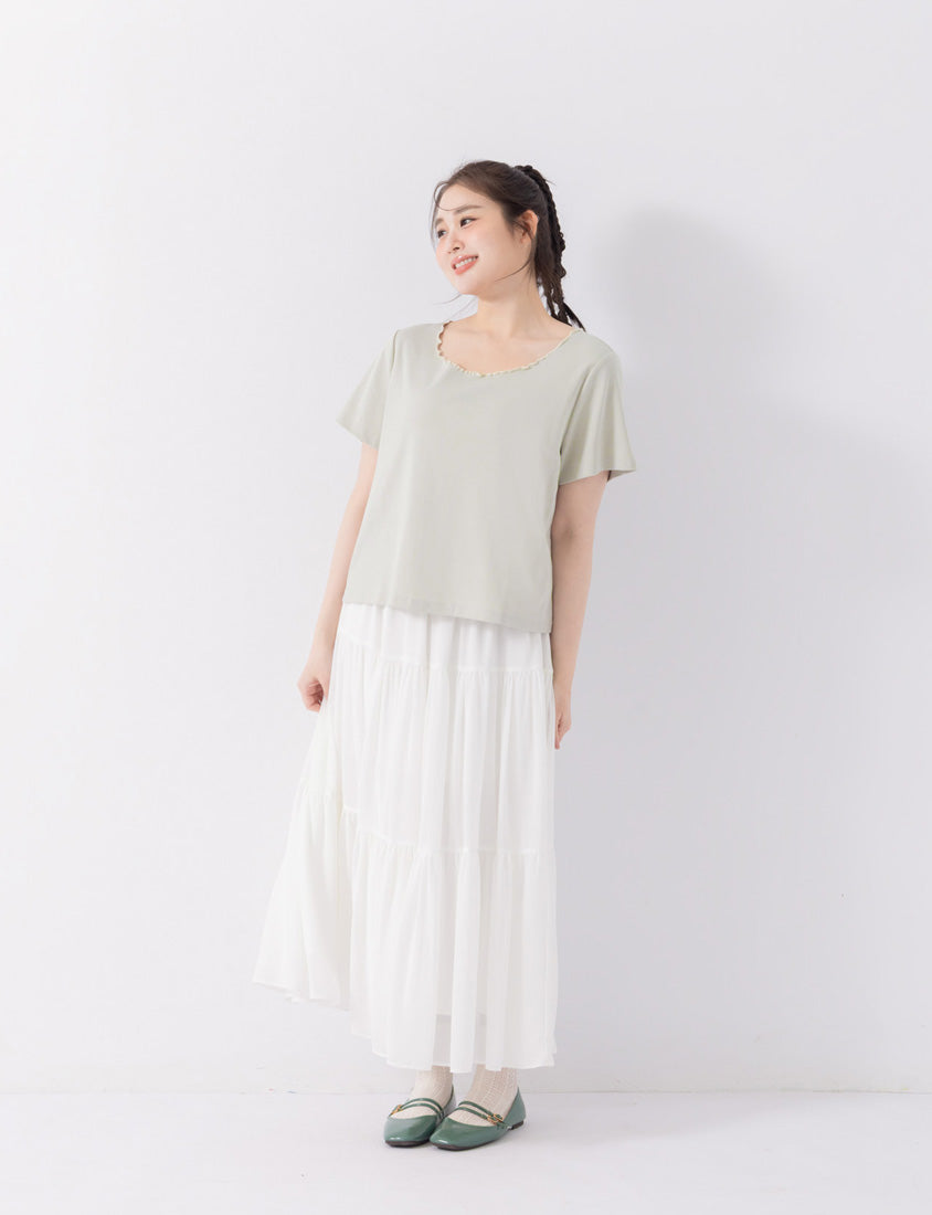 Two-Piece Japanese-Style Color-Block Plus Size Top Set