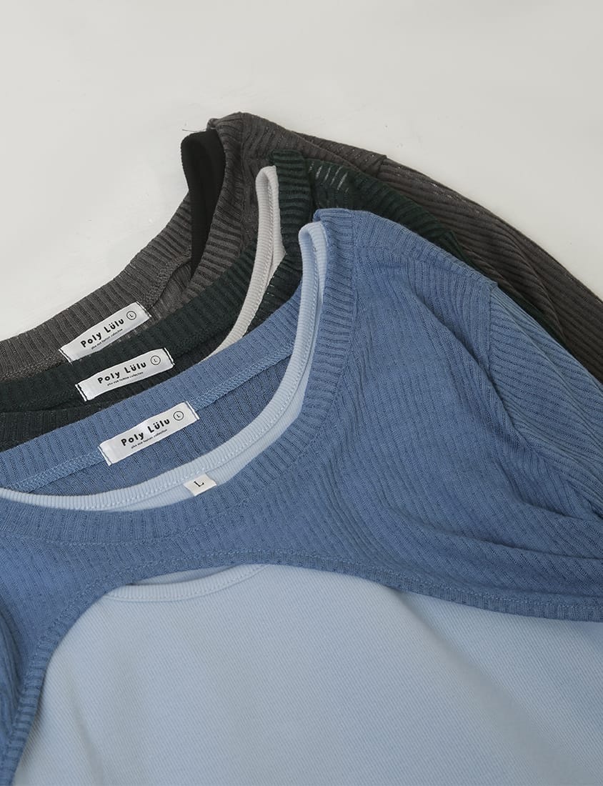 MUA! Layered Ribbed Contrast Plus Size Top