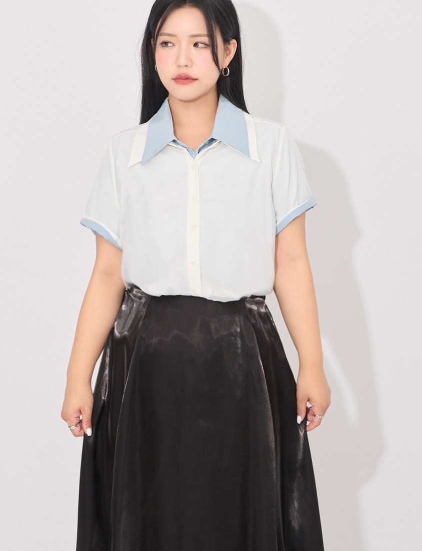 MORE U Airy Glossy Plus Size Bubble Skirt