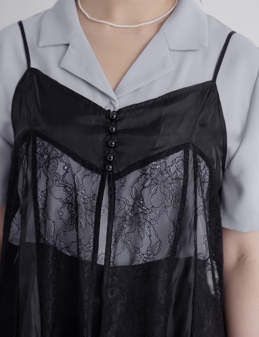 MISS. Elegant Sheer Lace Adjustable Strap Plus Size Cover Up