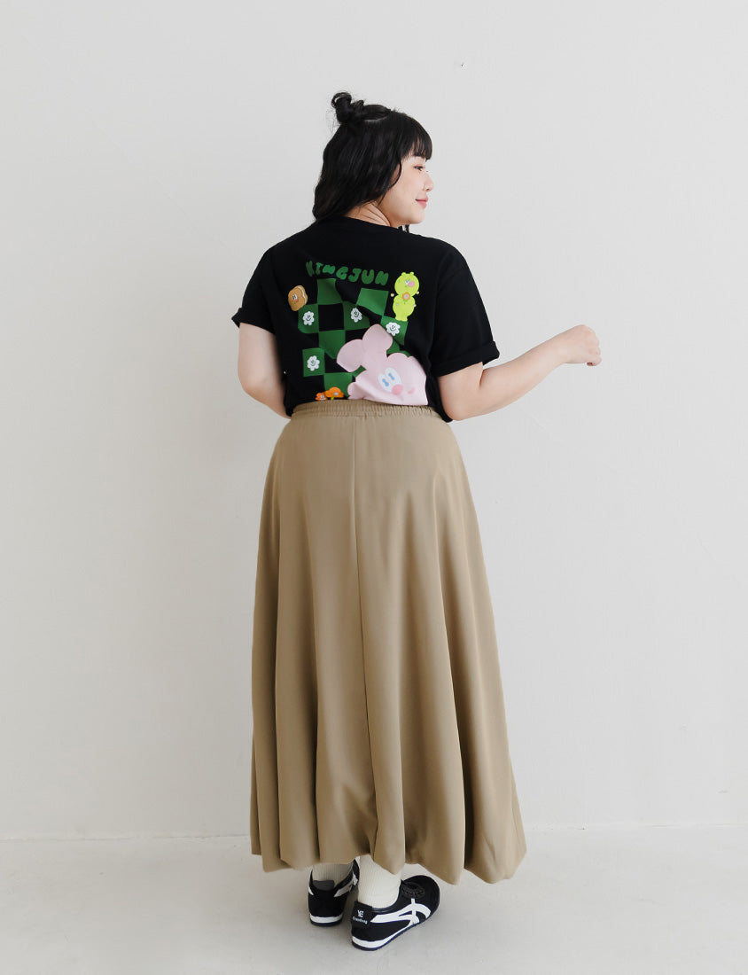 Sweet Cloud Cotton Drawstring Plus Size Maxi Skirt