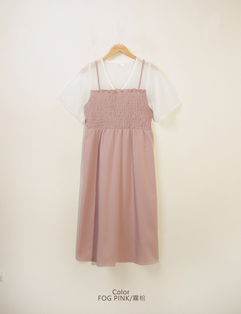 MISS. Faux Two-Piece Sheer Elastic Strap Plus Size Dress
