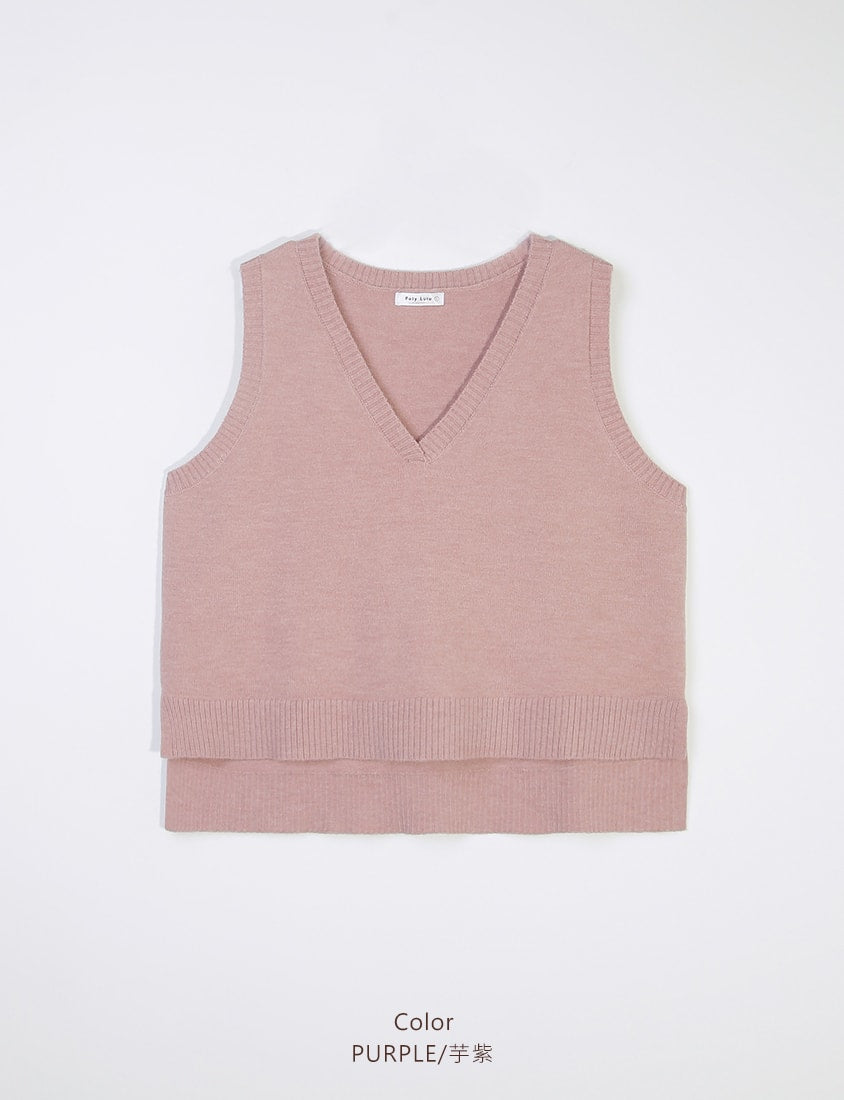 Versatile Multicolor V-Neck Cropped Plus Size Knit Vest