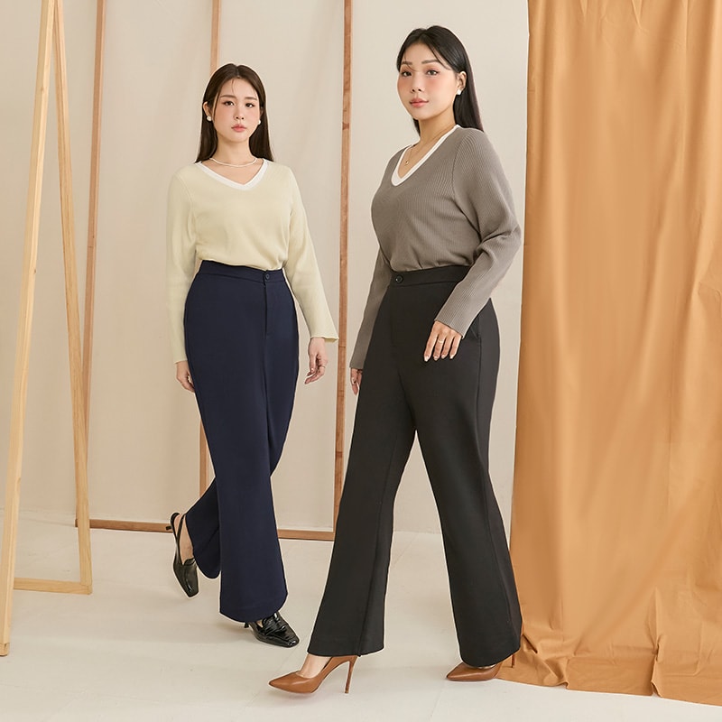 MISS. Easy Care Flared Plus Size Tailored Pants