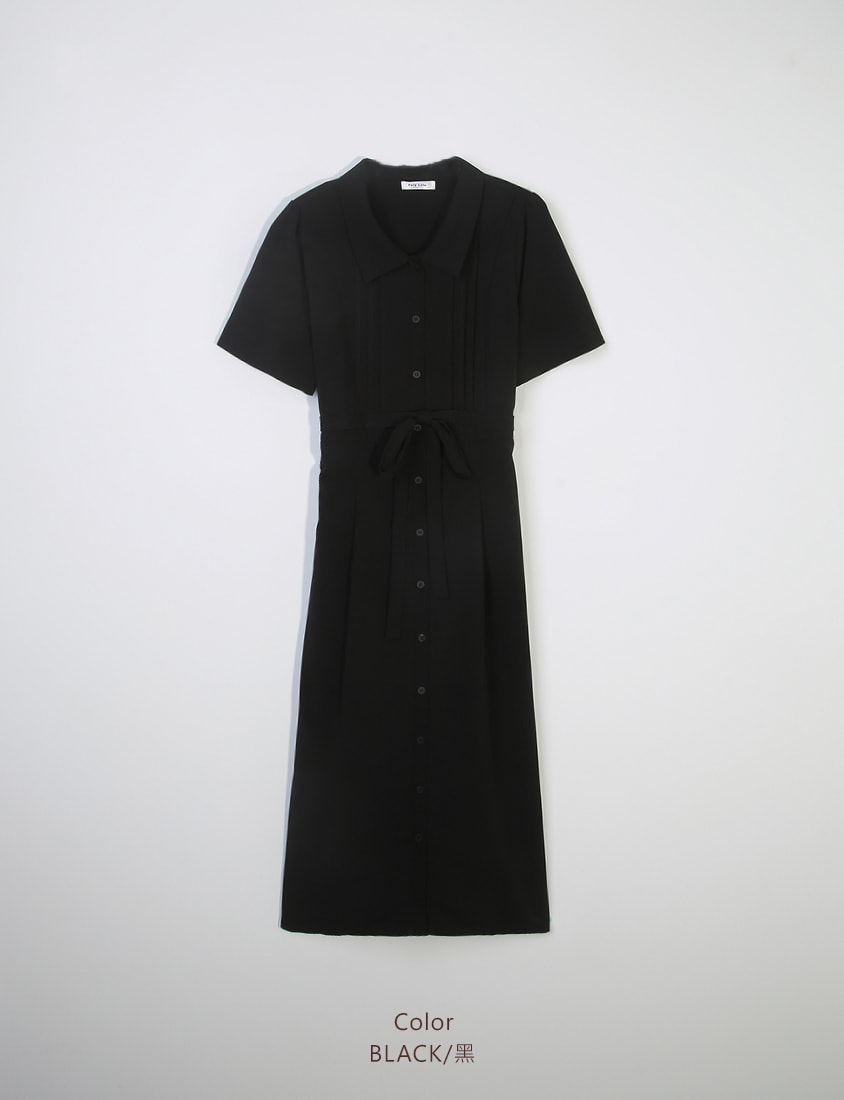 Pleated Textured Button-Down Elastic Back Plus Size Maxi Dress