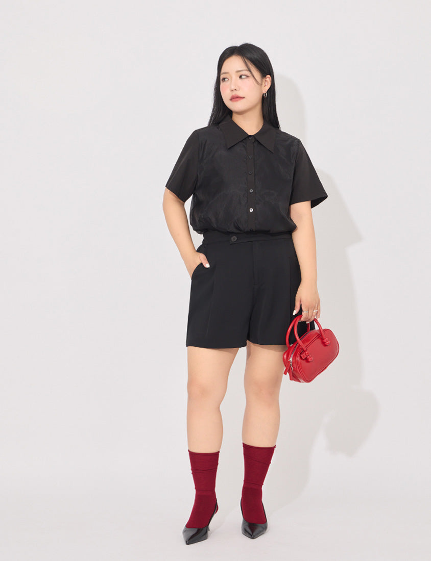 MORE U Asymmetric Wrinkle-Resistant Plus Size Shorts