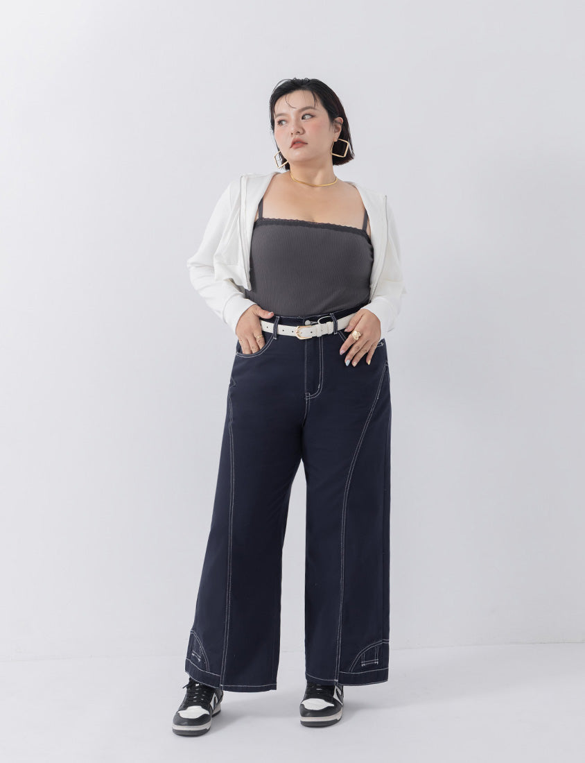 MUA! Inverted Seam Plus Size Straight-Leg Wide Pants