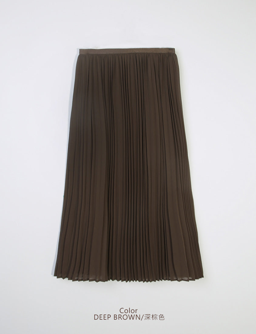MISS. Elegant Fine-Pleated Double Layer Sheer Plus Size Maxi Skirt