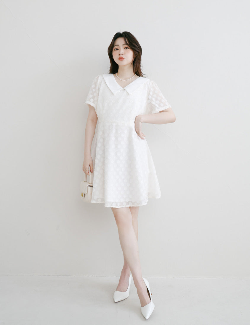 MISS. Sweet Floral Faux Two-Piece Collar Plus Size Mini Dress