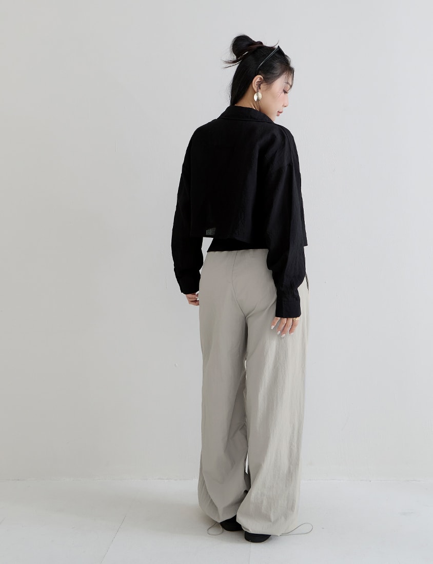 MUA! Edgy Utility Cargo Drawstring Pleated Plus Size Wide Leg Pants