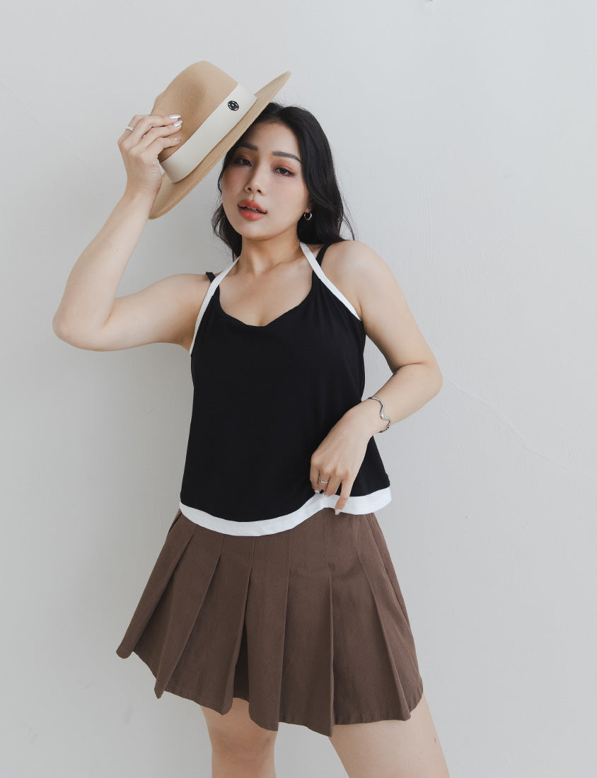 MUA! Chic Contrast Plus-Size Halter Neck Tank
