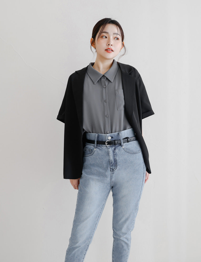 MISS. Silky Cool Morandi Colors Plus Size Shirt