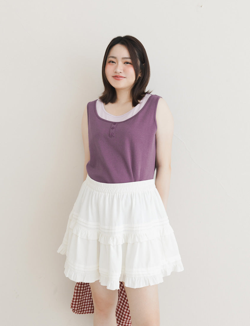Versatile Faux Two Piece Button Front Plus Size Vest