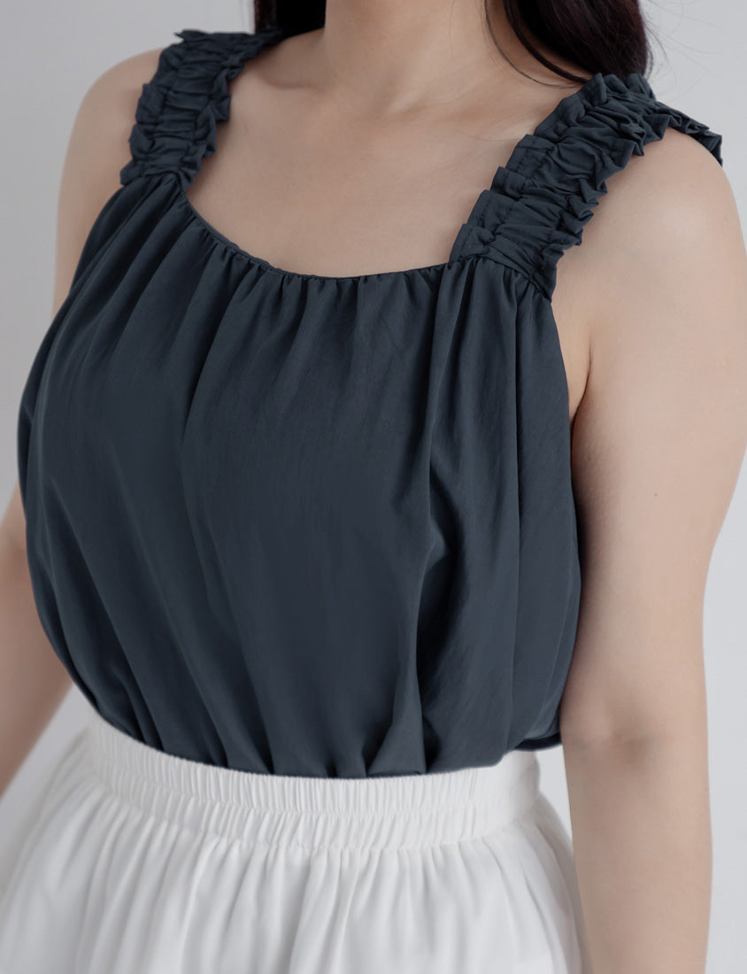 Summer Crinkled Double Layer Flounce Plus Size Top